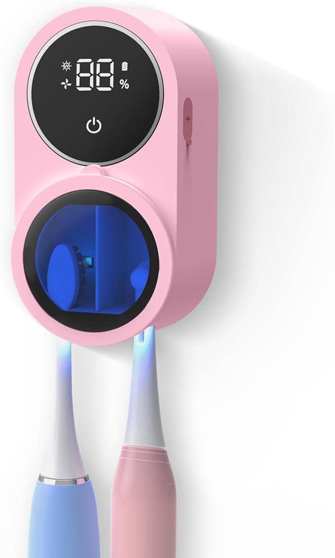 UV Toothbrush Sanitizer & Air-Dry Wall Mount – Smart LED, USB-C, No-Drill