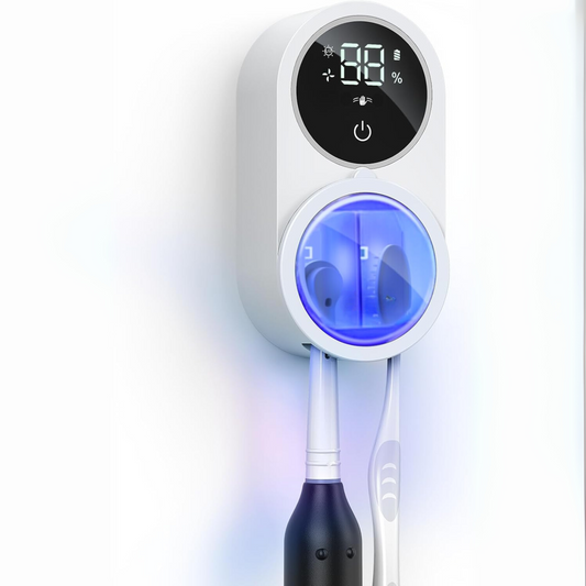 UV Toothbrush Sanitizer & Air-Dry Wall Mount – Smart LED, USB-C, No-Drill
