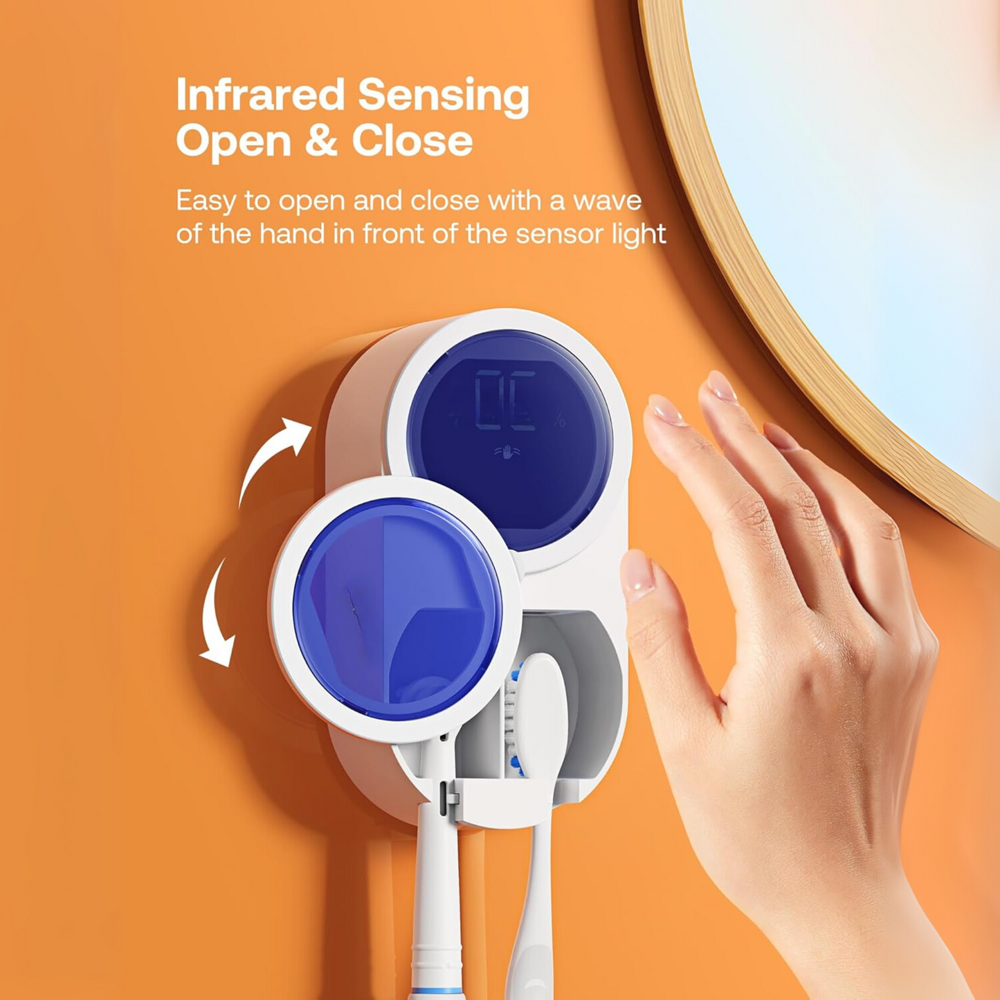 UV Toothbrush Sanitizer & Air-Dry Wall Mount – Smart LED, USB-C, No-Drill